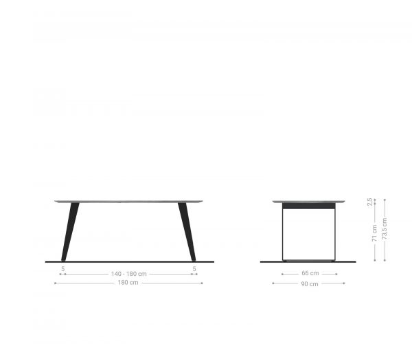 Jedálenský stôl Edge Rounded 180x90 Acacia Brown Metal Slanted Base Swiss Edge - Image 6