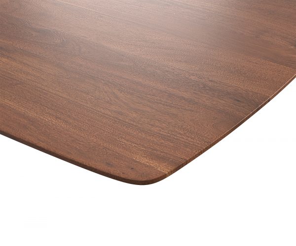 Jedálenský stôl Hrana zaoblená 180x90 Akácia hnedá Nerezová oceľ úzka švajčiarska hrana - Image 5