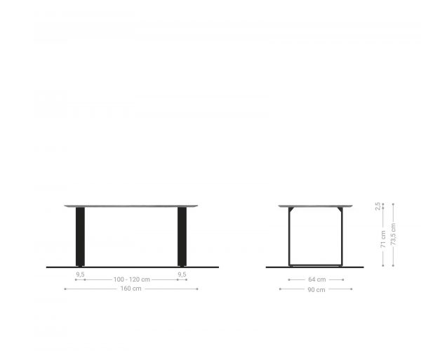Jedálenský stôl Hrana zaoblená 160x90 Akácia platina nerezová oceľ úzka švajčiarska hrana - Image 6