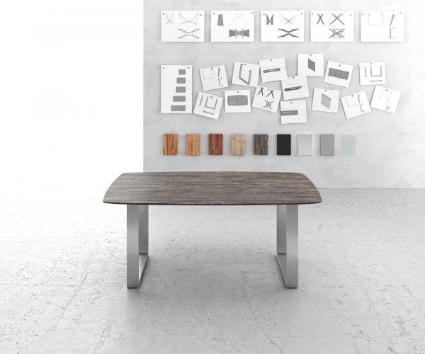 Jedálenský stôl Hrana zaoblená 180x90 Akácia platina nerezová oceľ úzka švajčiarska hrana - Image 2