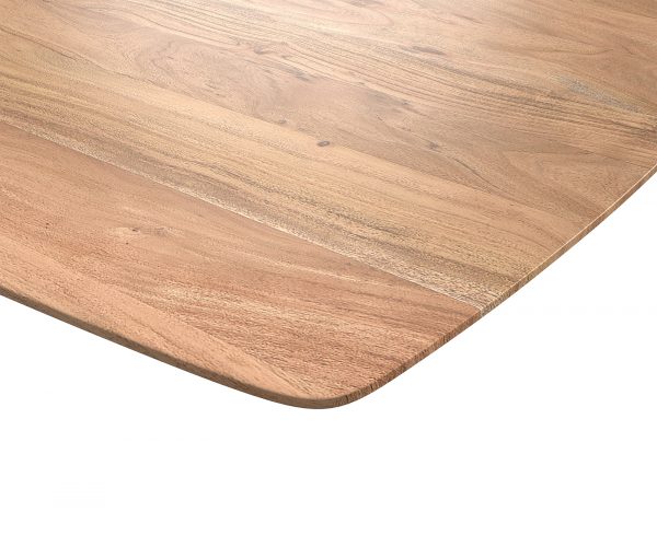 Hrana jedálenského stola zaoblená 180x90 Akácia Prírodná nerezová oceľ Široká švajčiarska hrana - Image 5