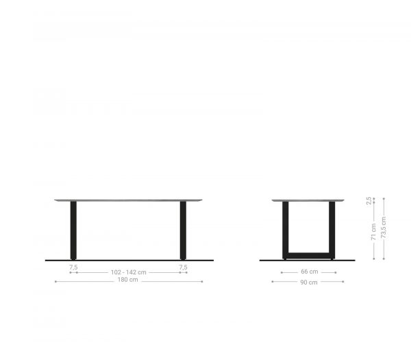 Hrana jedálenského stola zaoblená 180x90 Akácia Prírodná nerezová oceľ Široká švajčiarska hrana - Image 6