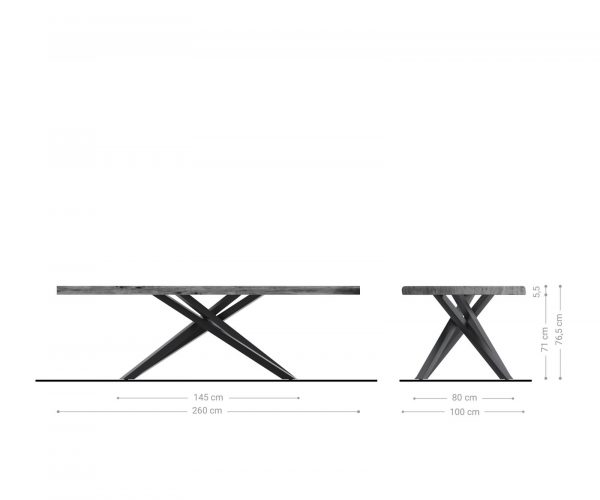 Jedálenský stôl Edge 260x100 akácia prírodná krížová podstava nerezová oceľ - Image 7