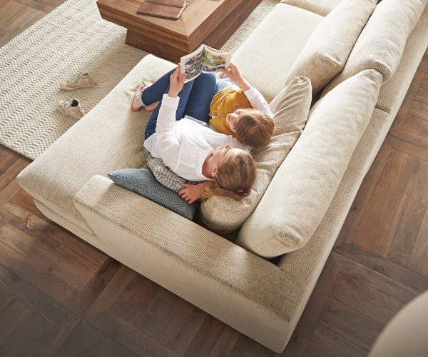 Pohovka v tvare U Isla 430x225 béžová leňoška šenilová vľavo - Image 8