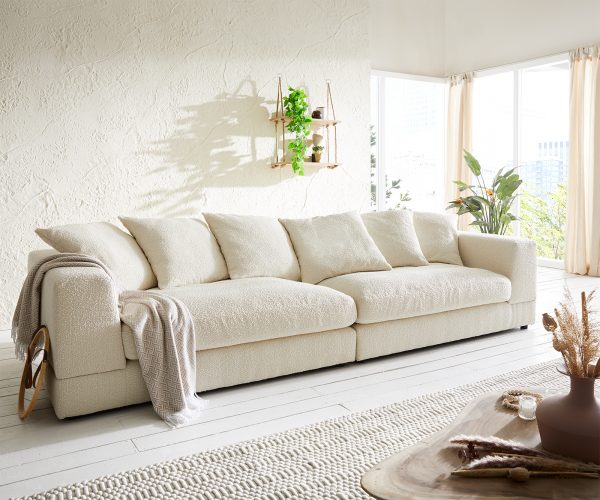 Velká pohovka Justo 310x110 cm Bouclee Cream-Bílá