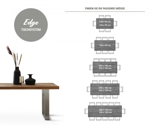 Jedálenský stôl Edge 260x100 Akácia platina tenká podnož čierna - Image 8