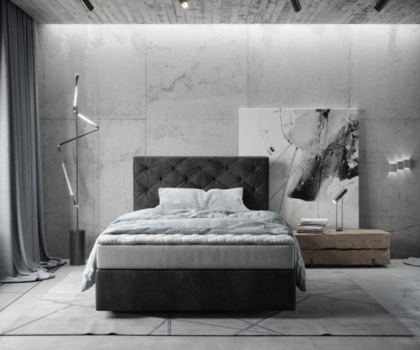 Boxspringová posteľ Dream-Great 120x200 cm z mikrovlákna antracit vintage s matracom a topperom - Image 2