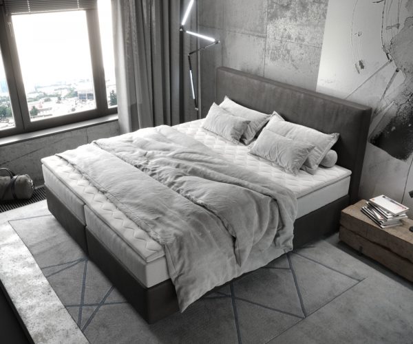 Boxspringová posteľ Dream-Well 180x200 cm z mikrovlákna antracit vintage s taštičkovým pružinovým matracom a visco topperom - Image 4