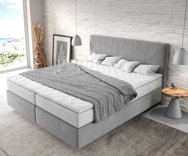 Boxspringová posteľ Dream-Well 180x200 cm z mikrovlákna sivá s taštičkovým pružinovým matracom a visco topperom - Image 4