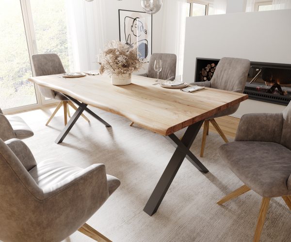 Jedálenský stôl Edge-Pure 200x100 prírodný dub kov čierny