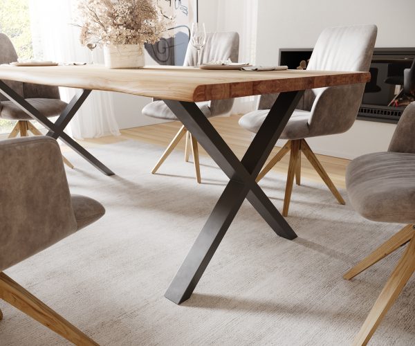 Jedálenský stôl Edge-Pure 200x100 prírodný dub kov čierny - Image 5