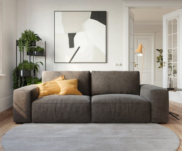 Veľká pohovka Lanzo L 250x105 cm z mikrovlákna khaki hnedá - Image 2
