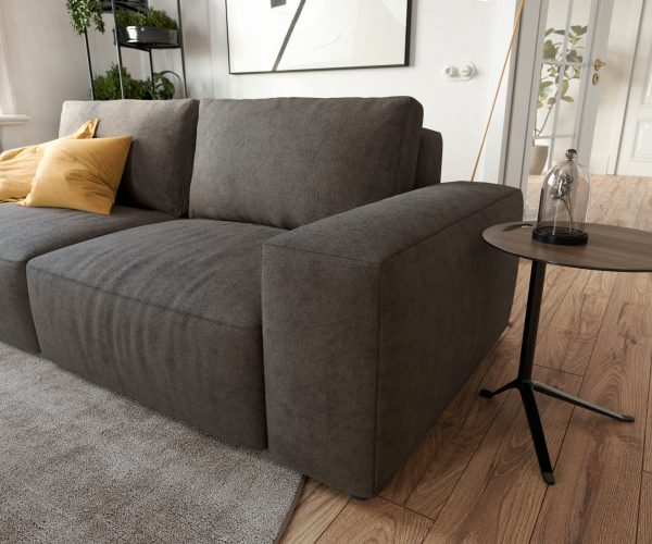 Veľká pohovka Lanzo L 250x105 cm z mikrovlákna khaki hnedá - Image 4