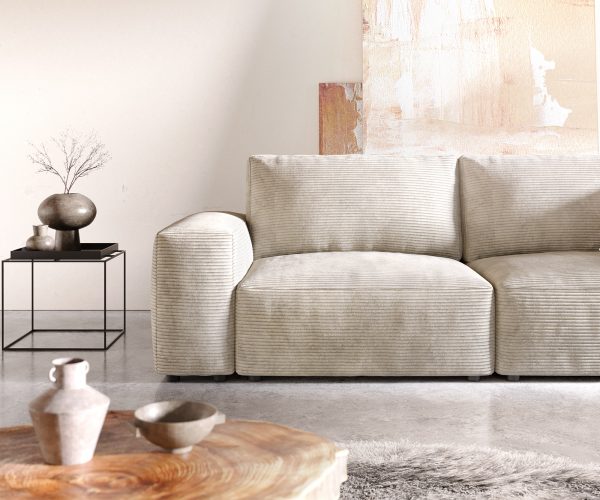 Veľká pohovka Lanzo D 250x105 cm manšestrová béžová - Image 5