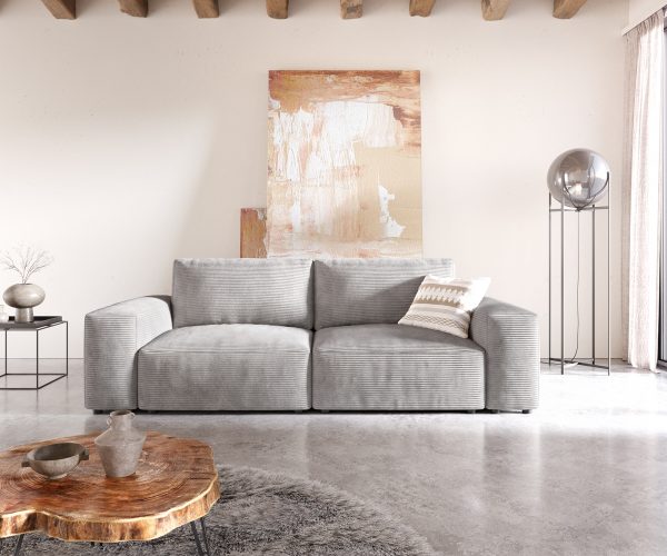 Veľká pohovka Lanzo D 250x105 cm strieborná sivá manšestrová - Image 2