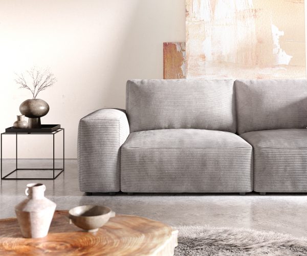 Veľká pohovka Lanzo D 250x105 cm strieborná sivá manšestrová - Image 5