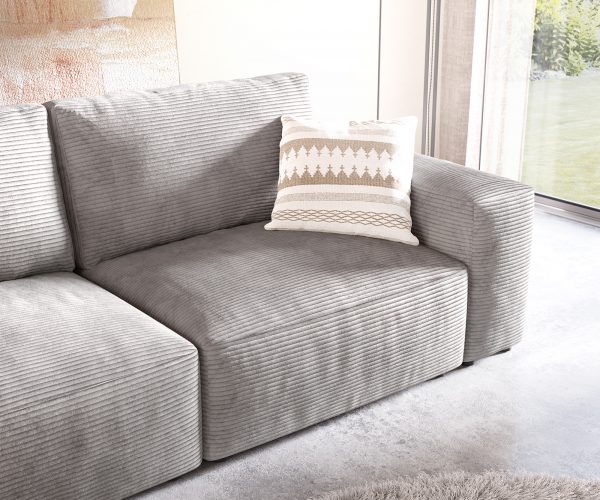 Veľká pohovka Lanzo D 250x105 cm strieborná sivá manšestrová - Image 6