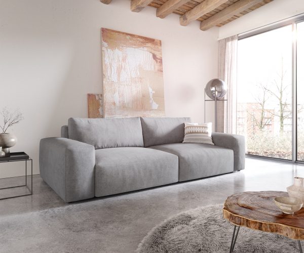 Veľká pohovka Lanzo XL 270x125 cm z mikrovlákna sivá