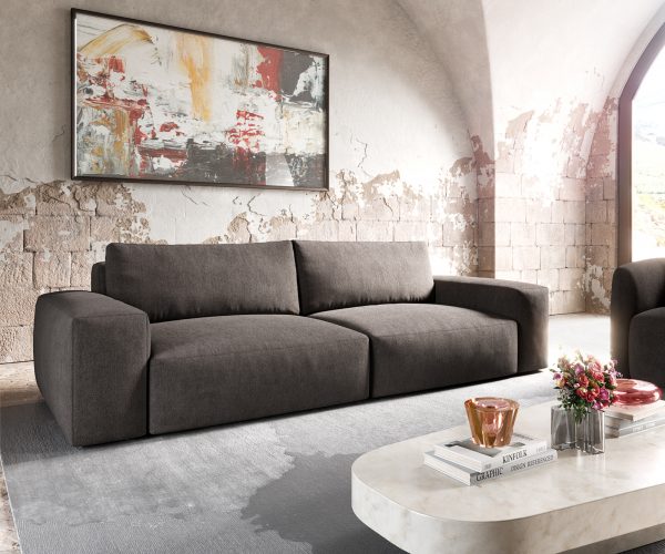 Veľká pohovka Lanzo XL 270x125 cm z mikrovlákna khaki hnedá
