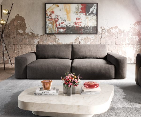 Veľká pohovka Lanzo XL 270x125 cm z mikrovlákna khaki hnedá - Image 2