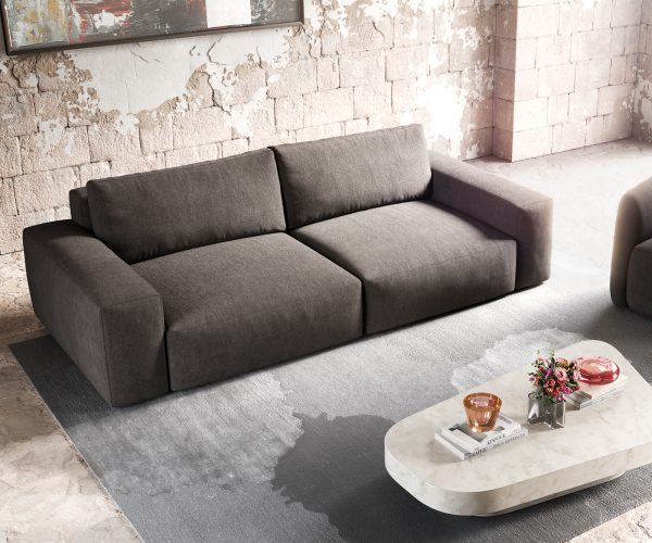 Veľká pohovka Lanzo XL 270x125 cm z mikrovlákna khaki hnedá - Image 4
