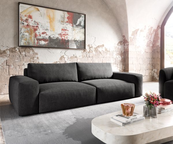 Veľká pohovka Lanzo XL 270x125 cm z mikrovlákna čierna