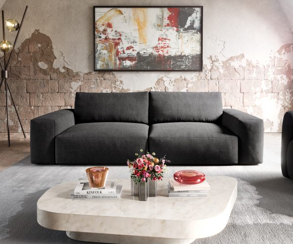 Veľká pohovka Lanzo XL 270x125 cm z mikrovlákna čierna - Image 2