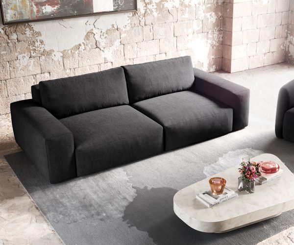 Veľká pohovka Lanzo XL 270x125 cm z mikrovlákna čierna - Image 4