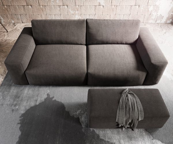 Veľká pohovka Lanzo XL 270x125 cm z mikrovlákna khaki hnedá s podnožkou - Image 4