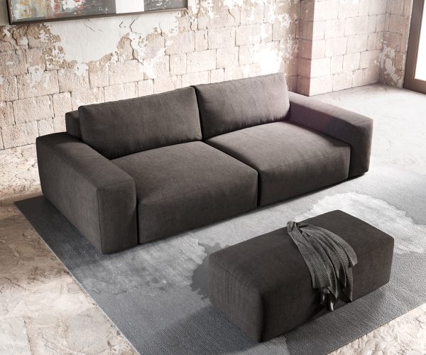 Veľká pohovka Lanzo XL 270x125 cm z mikrovlákna khaki hnedá s podnožkou - Image 5