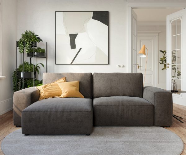Rohová pohovka Lanzo D 260x160 cm mikrovlákno khaki hnedá variabilné ležadlo - Image 2