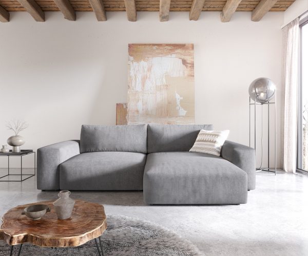 Rohová pohovka Lanzo XL 280x175 cm sivé kreslo z mikrovlákna variabilné ležadlo - Image 2