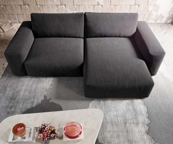 Rohová sedačka Lanzo XL 280x175 cm z mikrovlákna čierna variabilné ležadlo - Image 6