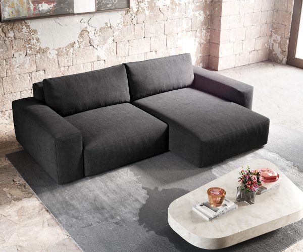Rohová sedačka Lanzo XL 280x175 cm z mikrovlákna čierna variabilné ležadlo - Image 4