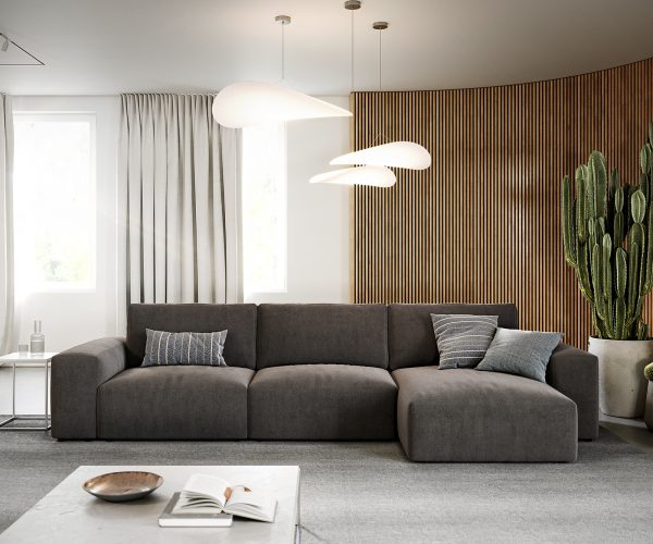 Rohová pohovka Lanzo D 360x160 cm mikrovlákno khaki hnedá variabilné ležadlo - Image 2