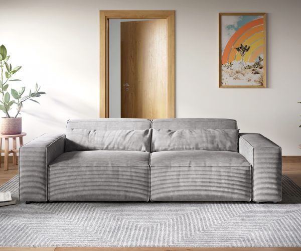 Veľká pohovka Sirpio XL 270x125 cm manšestrová strieborná sivá - Image 2