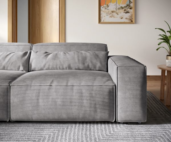 Veľká pohovka Sirpio XL 270x125 cm strieborná sivá manšestrová s podnožkou - Image 5