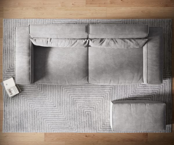 Veľká pohovka Sirpio XL 270x125 cm strieborná sivá manšestrová s podnožkou - Image 6
