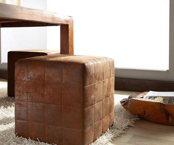 Stolička Dado 45x45 cm hnědá prošívaný vintage vzhled