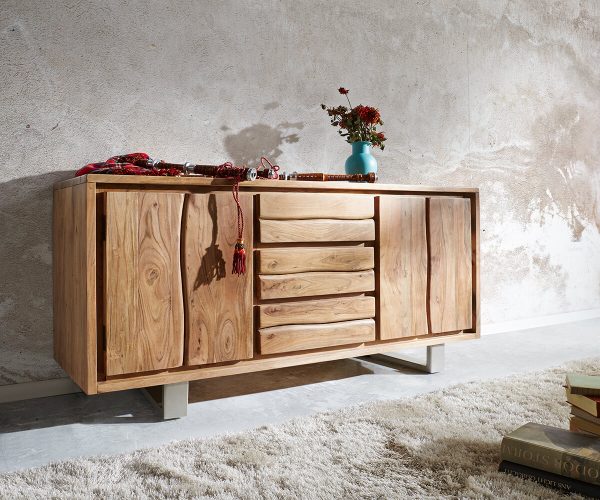 Komoda Live Edge 170 cm akácia prírodná 3 zásuvky 4 dvierka - Image 2