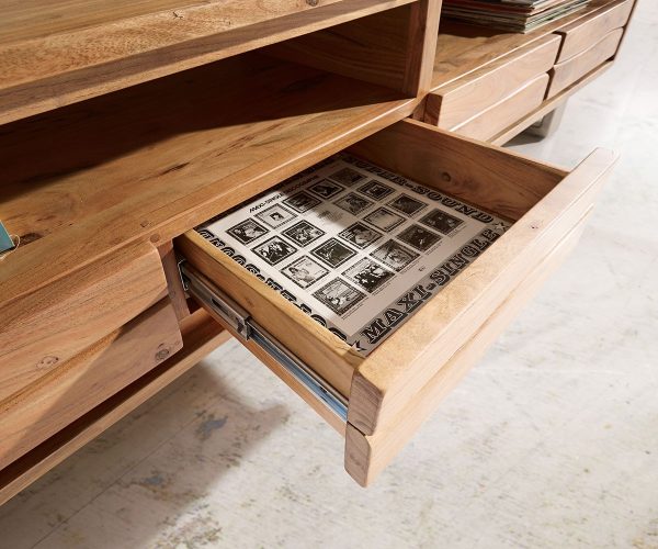 TV stolík Live Edge 190 cm akácia prírodná 4 zásuvky - Image 4