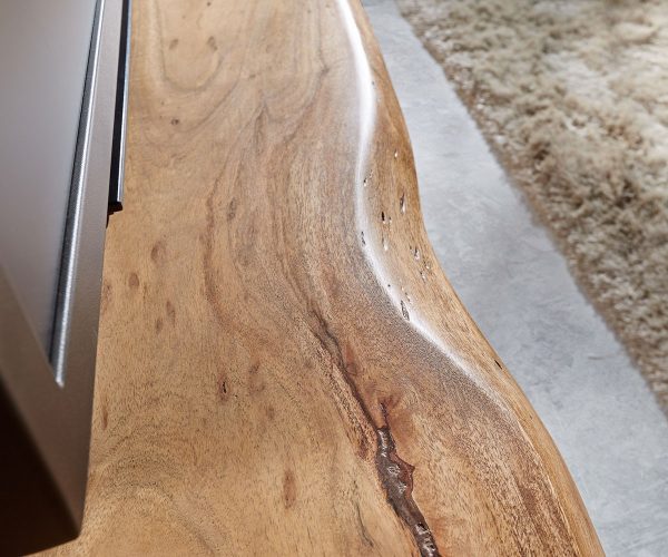 TV stolík Live Edge 190 cm akácia prírodná 4 zásuvky 2 priehradky - Image 3