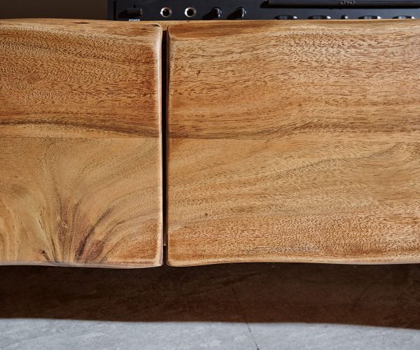 TV stolík Live Edge 190 cm akácia prírodná 4 zásuvky 2 priehradky - Image 5