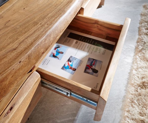 TV stolík Live Edge 190 cm akácia prírodná 4 zásuvky 2 priehradky - Image 4