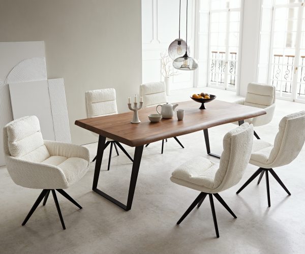 Jedálenský stôl Edge 200x100 XL akáciová hnedá kovová šikmá podnož - Image 7