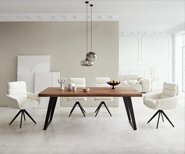 Jedálenský stôl Edge 200x100 XL akáciová hnedá kovová šikmá podnož - Image 2