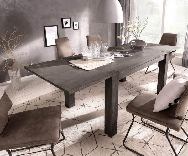 Jedálenský stôl Indra 140/240x90 cm platina akácia rozkladací