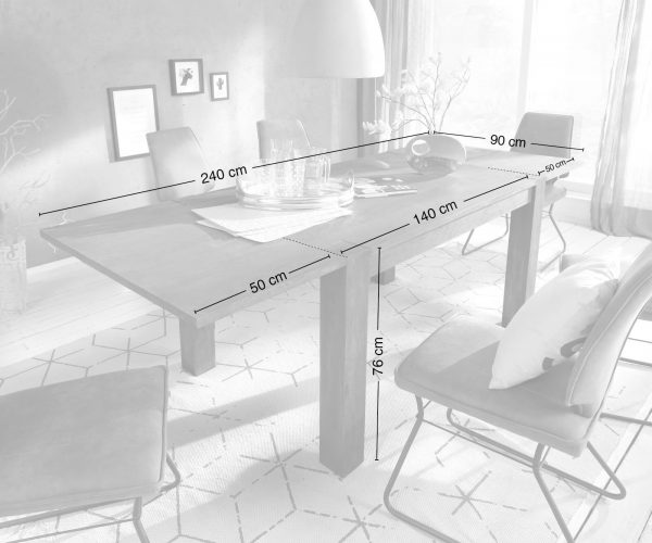 Jedálenský stôl Indra 140/240x90 cm platina akácia rozkladací - Image 8