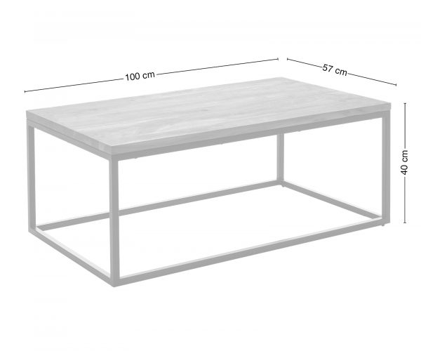 Konferenčný stolík Tatius 100x57 cm prírodná akácia čierna kovová podnož - Image 7