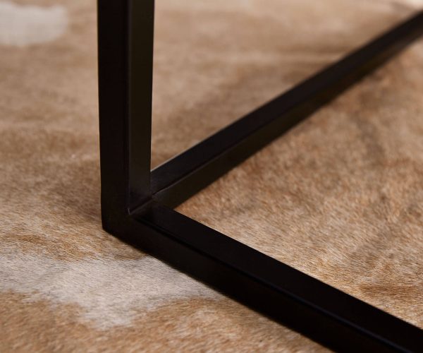 Konferenčný stolík Tatius 100x57 cm prírodná akácia čierna kovová podnož - Image 5